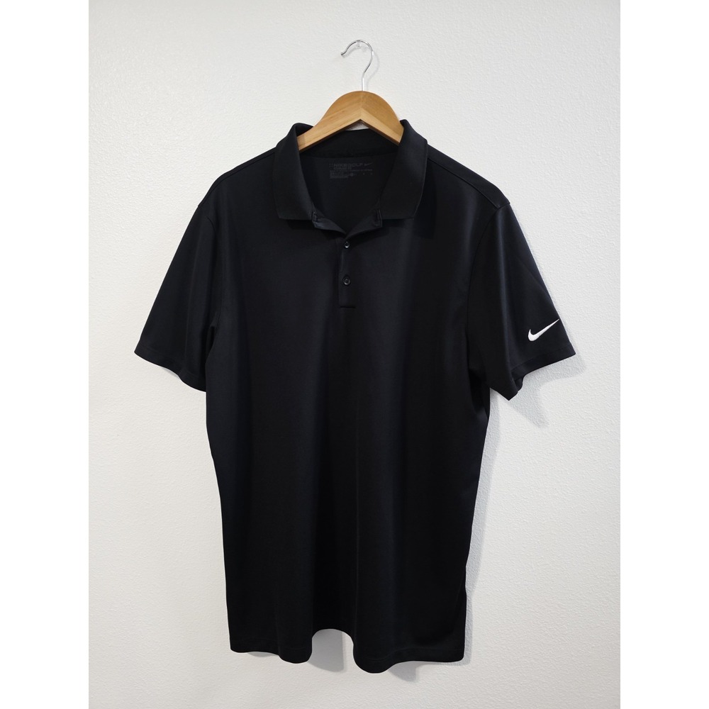 Nike Golf Polo Shirt Men's Size Large Solid Black Short Sleeve Standard Fit
